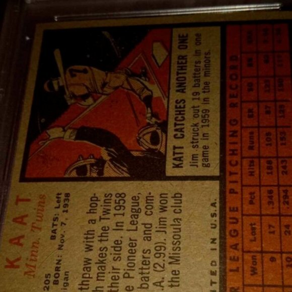 1962 Topps Jim Kaat #21 Professionally Graded (PSA) NM-Near Mint of 7 Twins - Picture 2 of 6